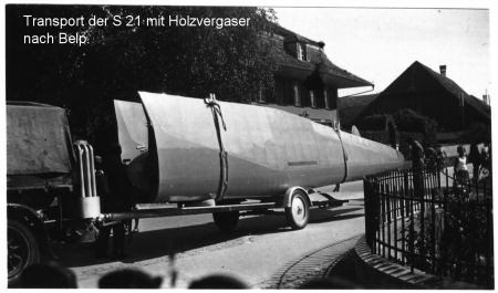 Transport der S21 mit Holzvergaser nach Belp